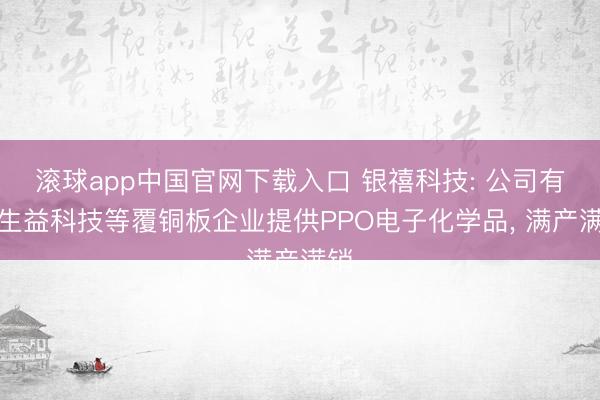 滚球app中国官网下载入口 银禧科技: 公司有为生益科技等覆铜板企业提供PPO电子化学品， 满产满销