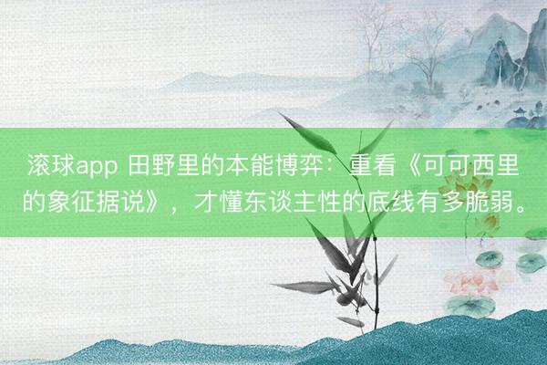 滚球app 田野里的本能博弈：重看《可可西里的象征据说》，才懂东谈主性的底线有多脆弱。