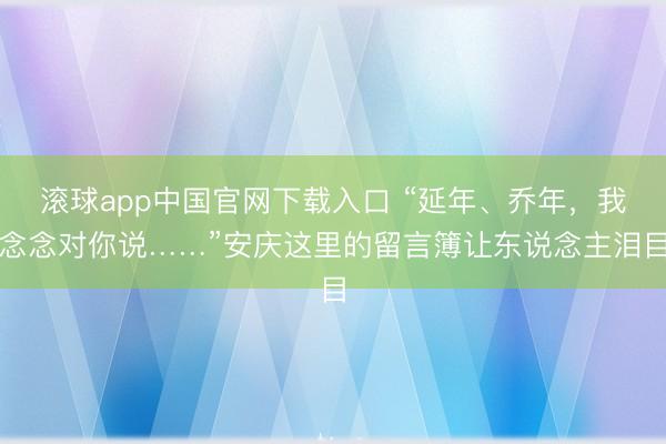 滚球app中国官网下载入口 “延年、乔年，我念念对你说……”安庆这里的留言簿让东说念主泪目