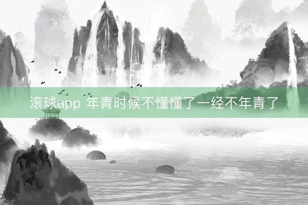 滚球app 年青时候不懂懂了一经不年青了
