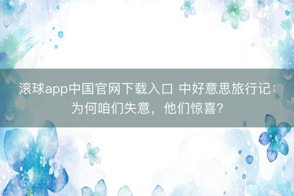 滚球app中国官网下载入口 中好意思旅行记：为何咱们失意，他们惊喜？