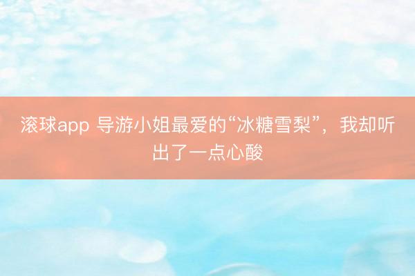 滚球app 导游小姐最爱的“冰糖雪梨”，我却听出了一点心酸