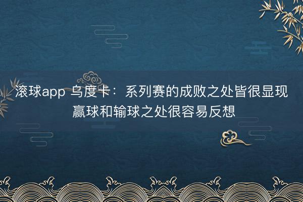 滚球app 乌度卡：系列赛的成败之处皆很显现 赢球和输球之处很容易反想
