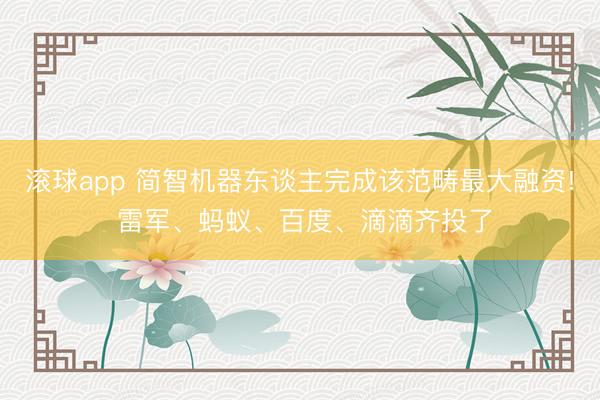 滚球app 简智机器东谈主完成该范畴最大融资! 