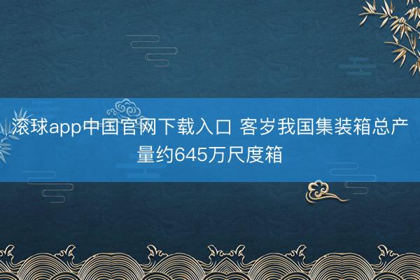滚球app中国官网下载入口 客岁我国集装箱总产量约645万尺度箱