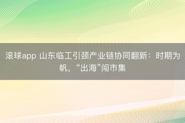 滚球app 山东临工引颈产业链协同翻新:时期为帆,“出海”闯市集