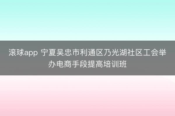 滚球app 宁夏吴忠市利通区乃光湖社区工会举办电商手段提高培训班