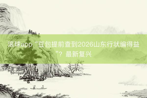 滚球app “豆包提前查到2026山东行状编得益”？最新复兴