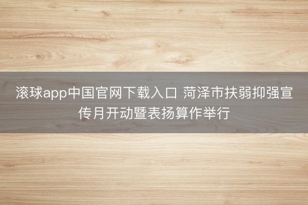 滚球app中国官网下载入口 菏泽市扶弱抑强宣传月开动暨表扬算作举行