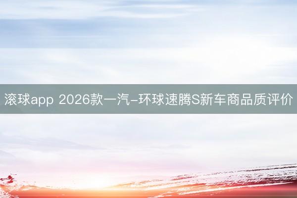 滚球app 2026款一汽-环球速腾S新车商品质评价